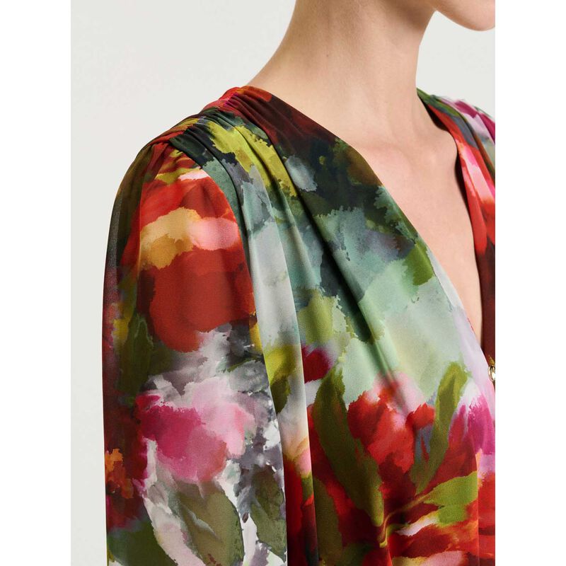 Veronika Maine Painterly Bloom Georgette Mini Dress image number 2